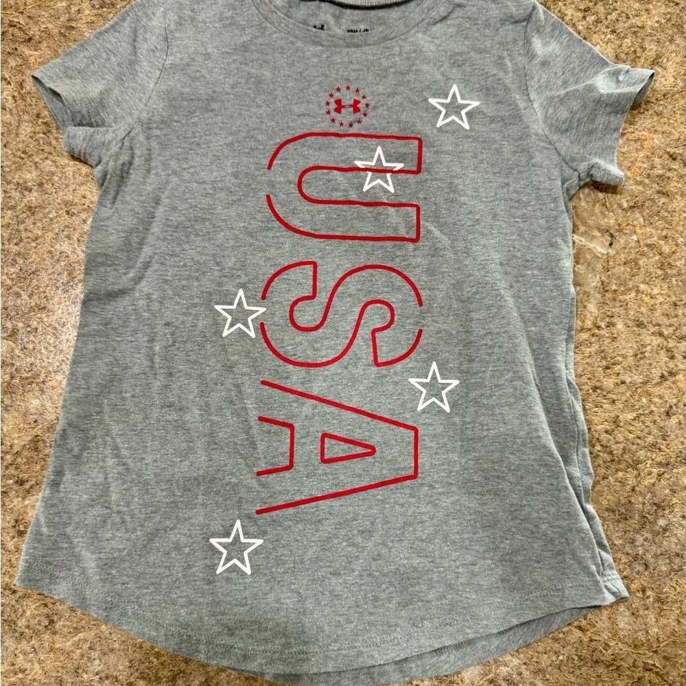 Under Armour Girls USA HeatGear Tee - Size Small